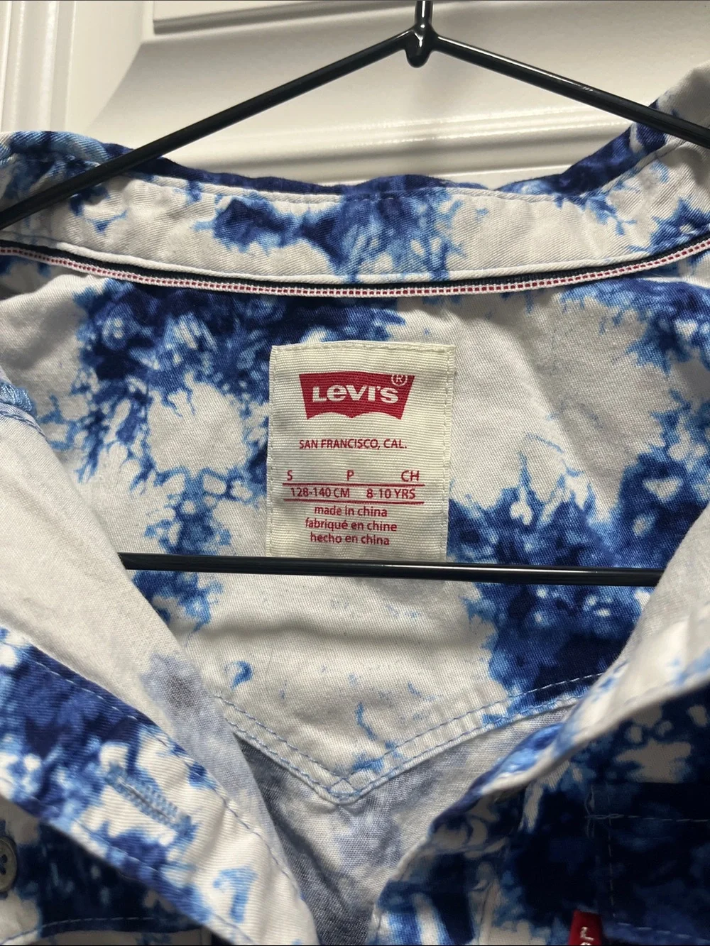 Levi's Kids White and Blue Tie-Dye Button-Front One-Piece